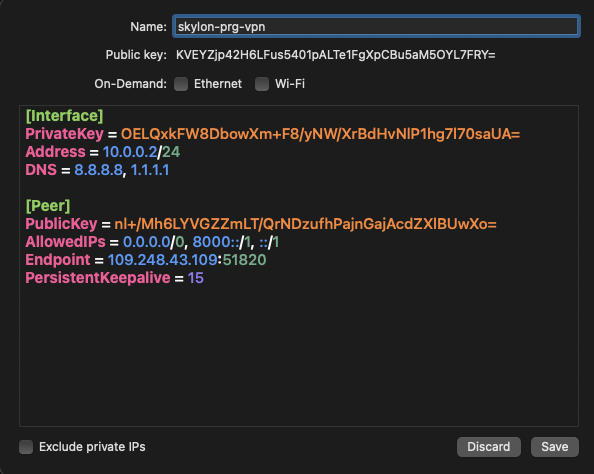 WireGuard client configuration example