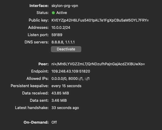 WireGuard client connection example